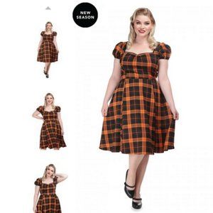 Collectif Mimi Pumpkin Check Doll Dress Sz. XXS